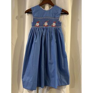 Orient Expressed Smocked Snowman Holiday‎ Christmas Girls Dress Sz 7 Buttons